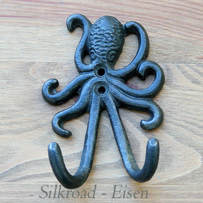 Eisenhaken • TIERE, Design : Tintenfisch matt schwarz