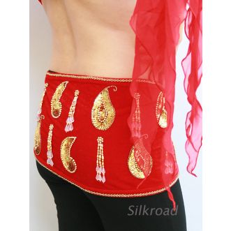 Hüfttuch mit Bestickung in Rot