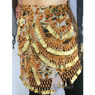 Hüfttuch mit Münzen 14 Gemustert - Tiger