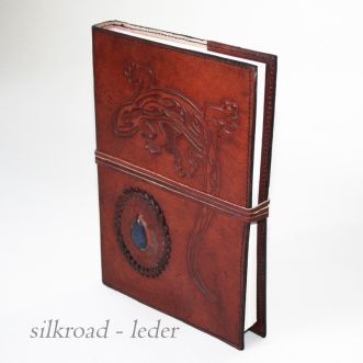 Lederhülle • A5 • Blauer Tropfen Stein