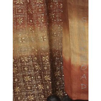 Seiden Sari mit Bestickung • MILA