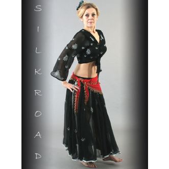 Rock Sitara SCHWARZ mit silberner Bestickung